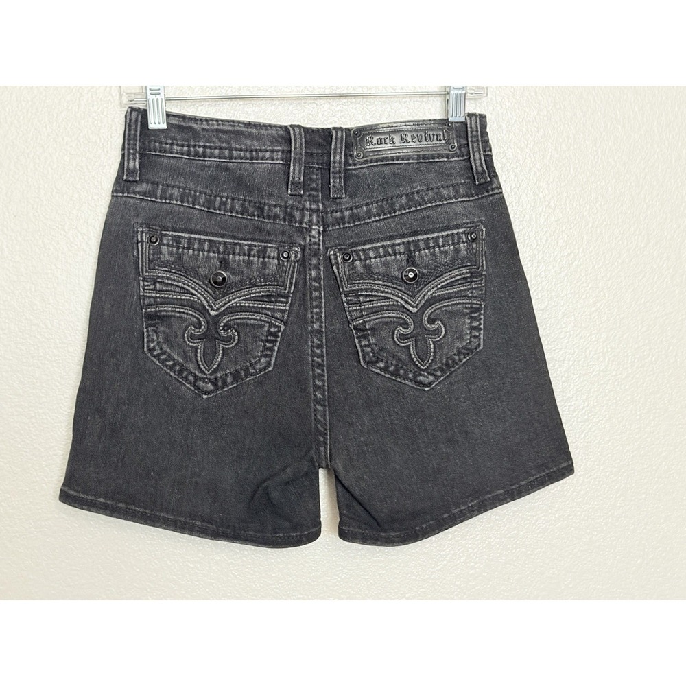 ROCK REVIVAL Black CELINDA Curvy Ultra High Rise DENIM Shorts Size 25